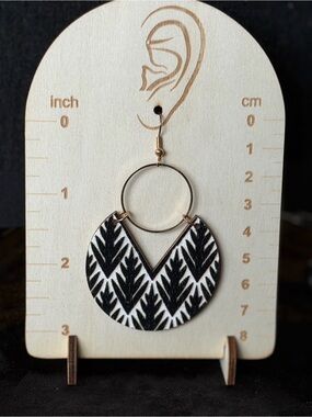 Boho Black White Geometric Hoop Dangle Earrings